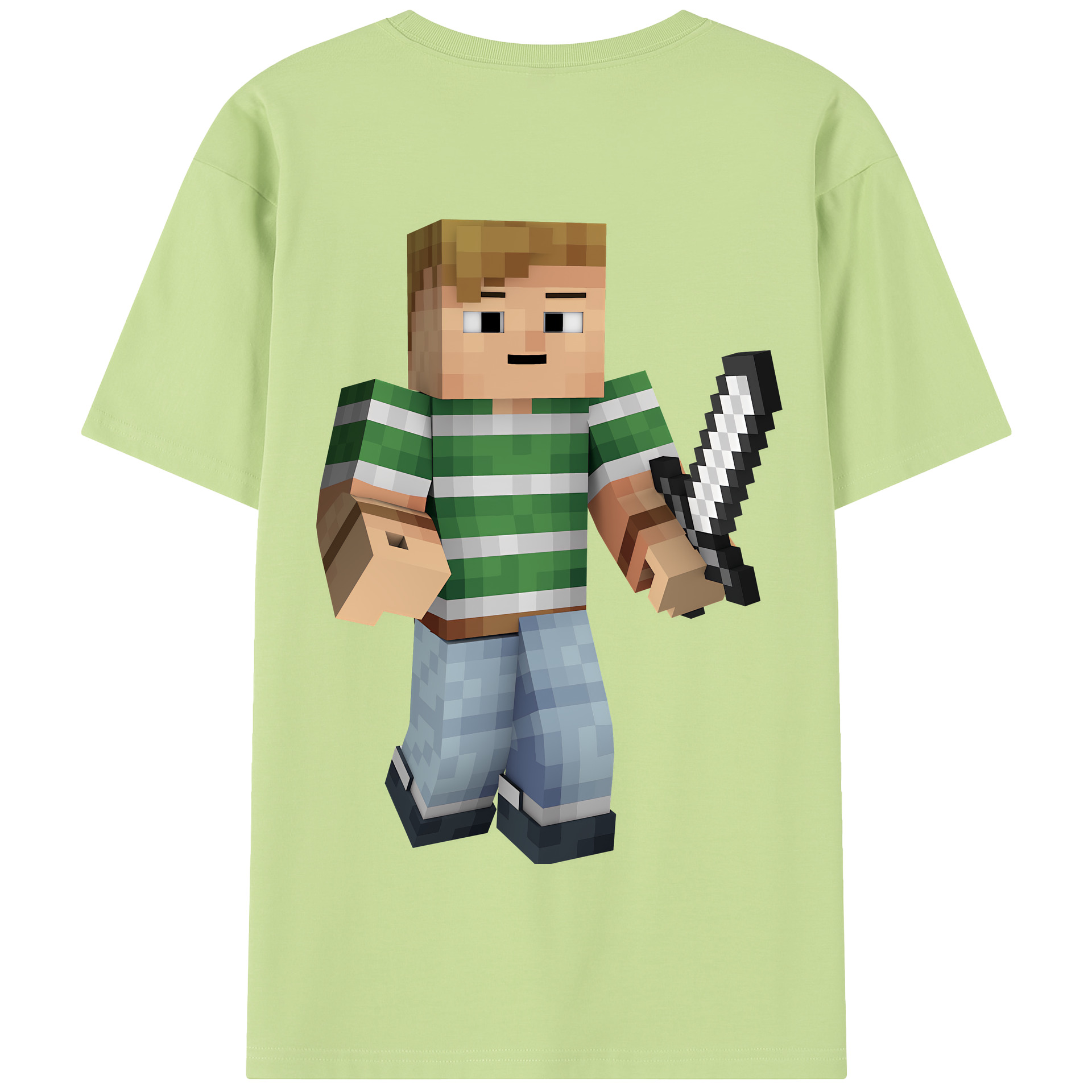 （画像用） マインクラフト ブロックの世界 Minecraft MC Block world 綿100％半袖Tシャツ（背面プリント）